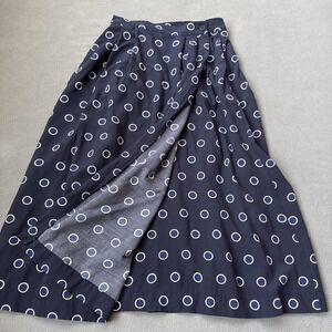 Uniqlo Ines‎ De La Fressange Wrap Skirt XS Blue Polka Dot Midi Waist 22.8"